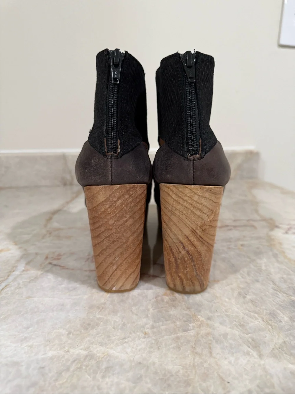 Free People Horizon Wood Clog Cutout Platform Heel Sandals Black EU 39 US 9